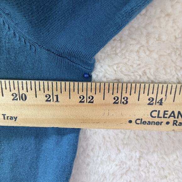 J.Jill Blue Cropped Cardigan Sweater Button Up 3/4 Sleeve Woman Size XL Preppy - Picture 10 of 14